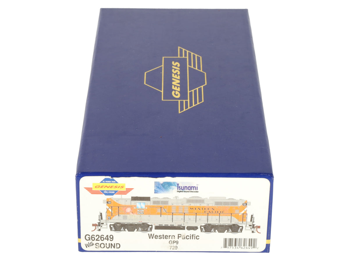 Athearn G62649 HO Genesis Western Pacific GP9 W/DCC & Sound # 729 EX/Box