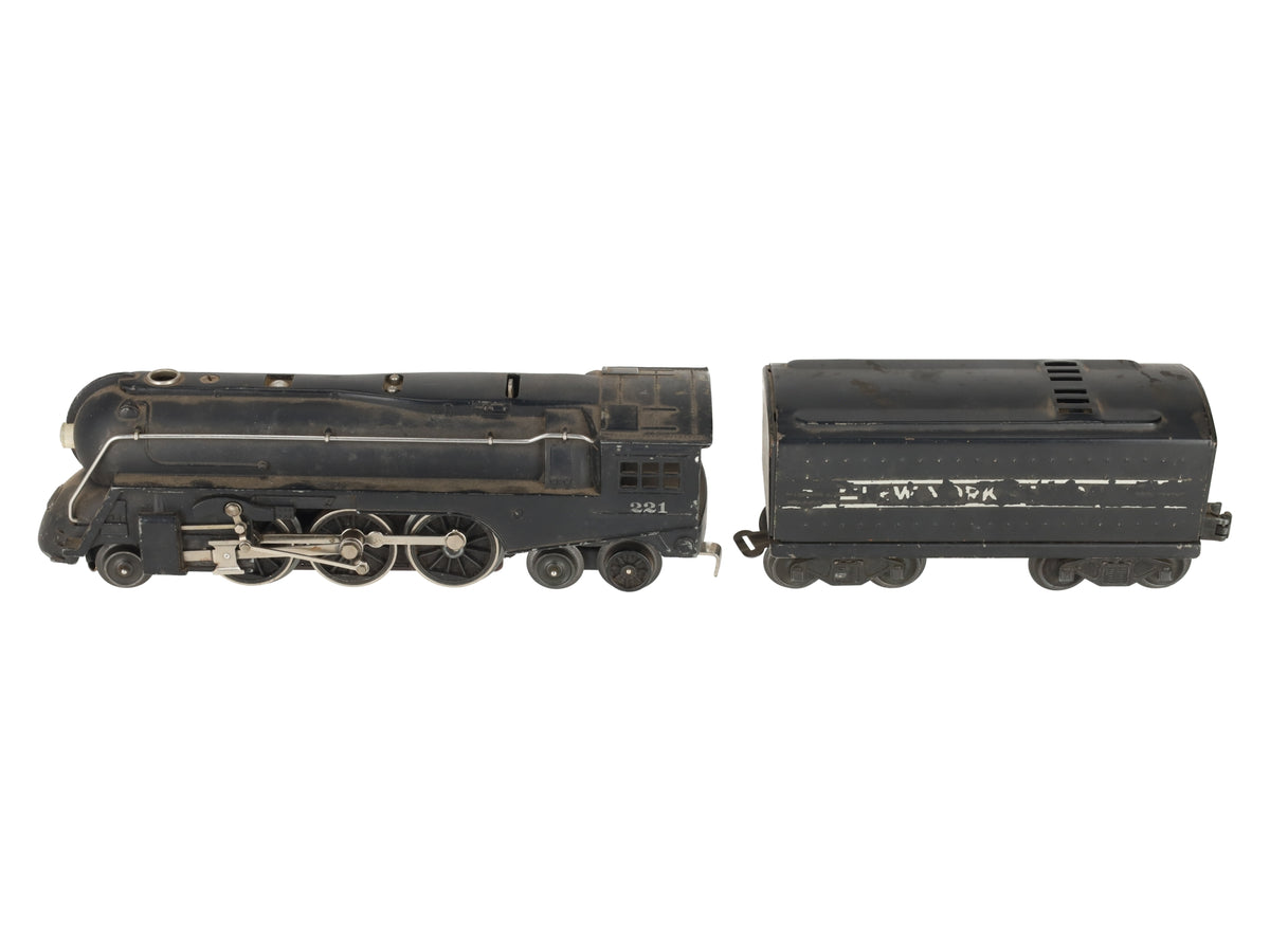 Lionel 221 Vintage O NYC Dreyfuss Black 2-6-4 Steam Locomotive & 221W VG