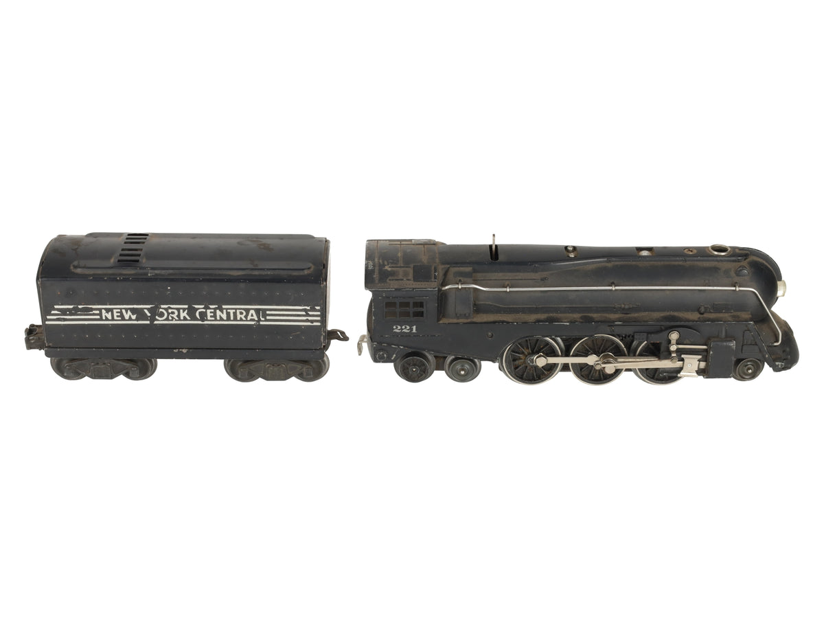Lionel 221 Vintage O NYC Dreyfuss Black 2-6-4 Steam Locomotive & 221W VG