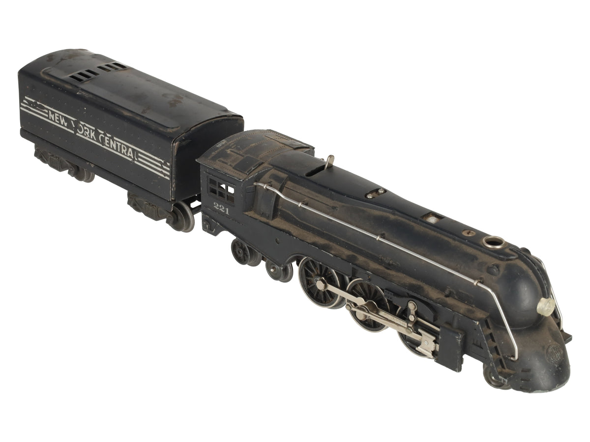 Lionel 221 Vintage O NYC Dreyfuss Black 2-6-4 Steam Locomotive & 221W VG