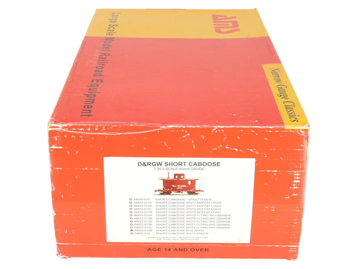 AMS AM33-015B G Scale Rio Grande Southern Short Caboose #0400 EX/Box
