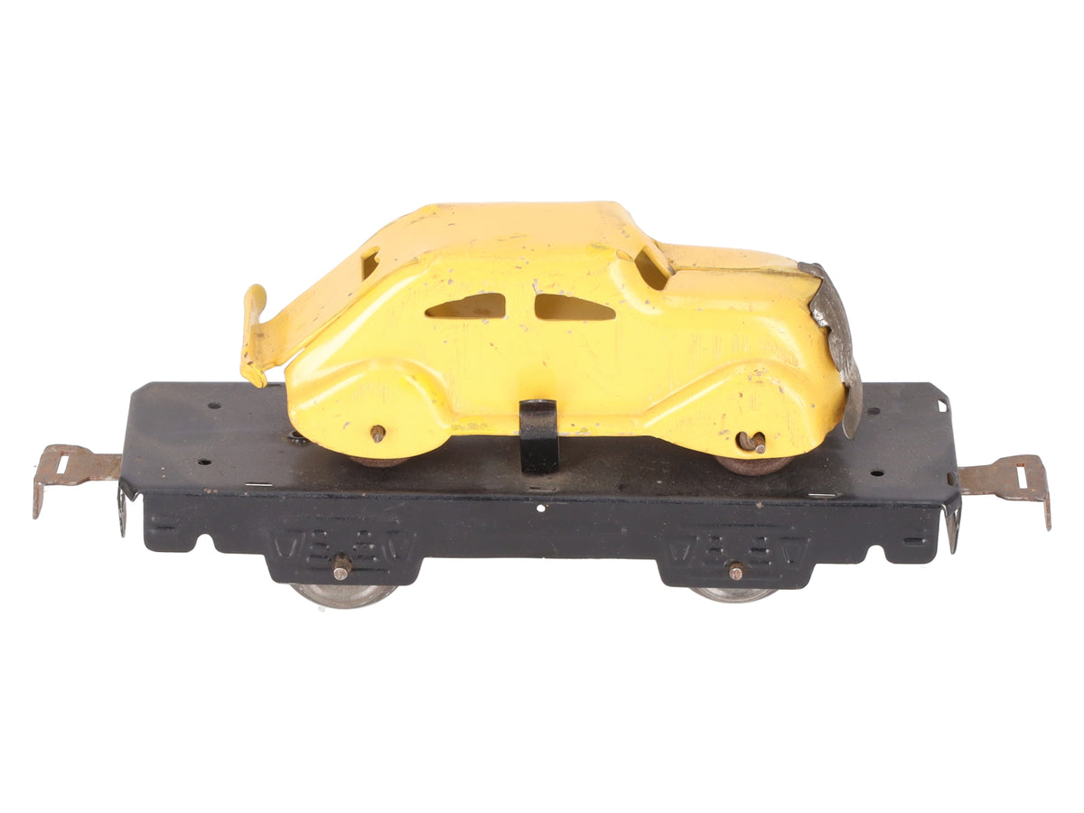 Marx 562 O Gauge Vintage Black Flatcar with Yellow Mystery Car
