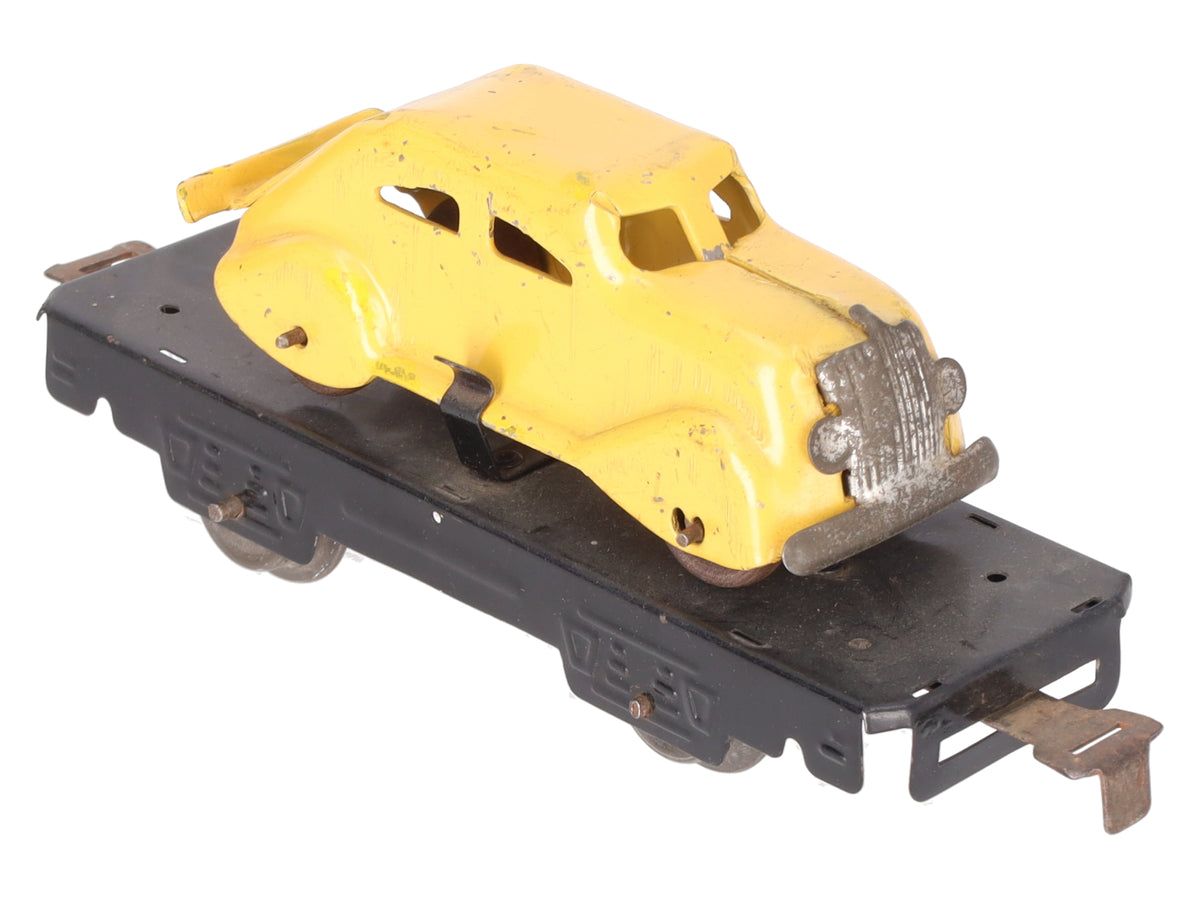 Marx 562 O Gauge Vintage Black Flatcar with Yellow Mystery Car