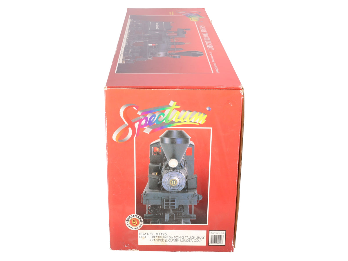 Bachmann 81196 G Pardee & Curtin Lumber Co. 2-Truck Shay Steam Locomotive #11 VG/Box