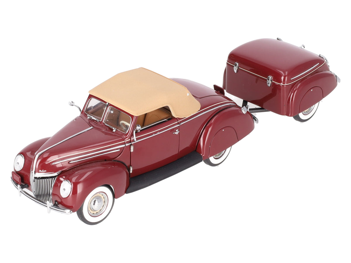 Franklin Mint 1:24 Diecast 1939 Ford Convertible With Trailer D4C EX/Box