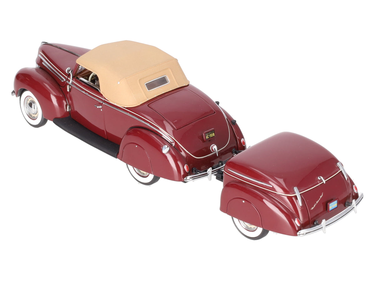 Franklin Mint 1:24 Diecast 1939 Ford Convertible With Trailer D4C EX/Box