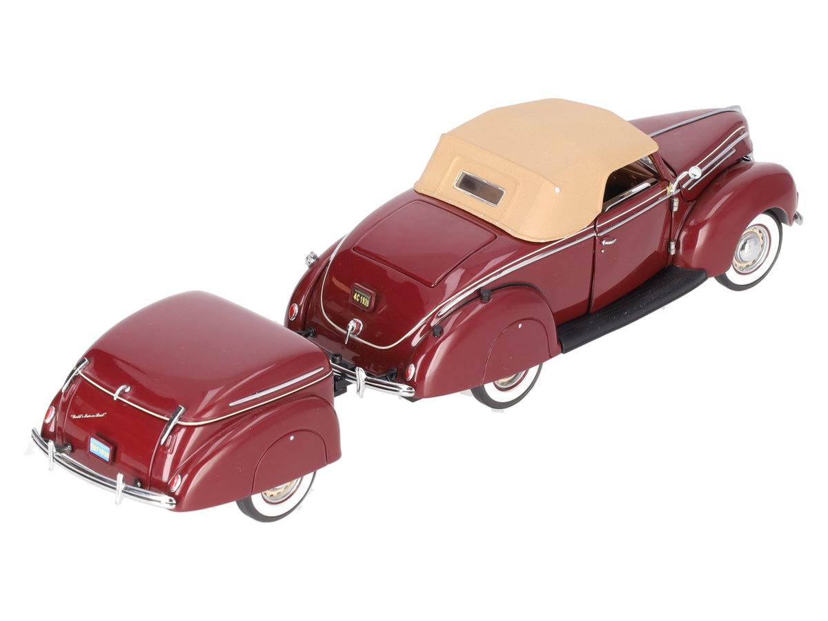 Franklin Mint 1:24 Diecast 1939 Ford Convertible With Trailer D4C EX/Box