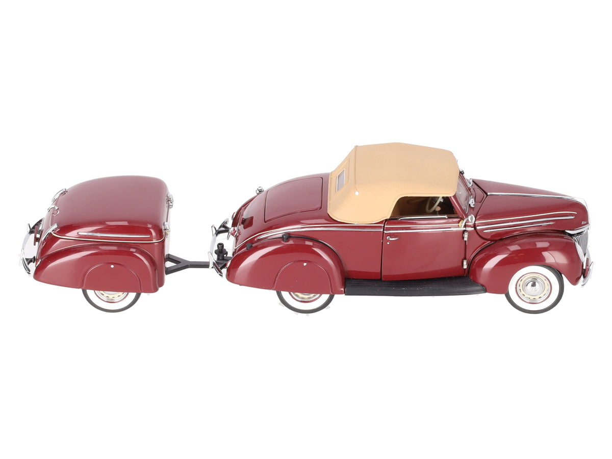 Franklin Mint 1:24 Diecast 1939 Ford Convertible With Trailer D4C EX/Box