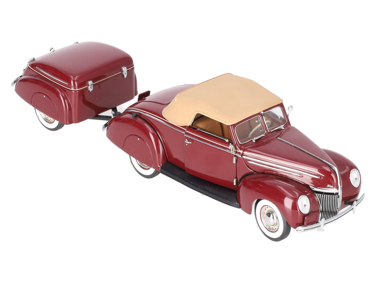 Franklin Mint 1:24 Diecast 1939 Ford Convertible With Trailer D4C EX/Box