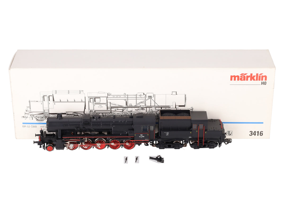 Marklin 3416 HO Scale OBB BR 52 Steam Locomotive & Tender #527080 EX/Box