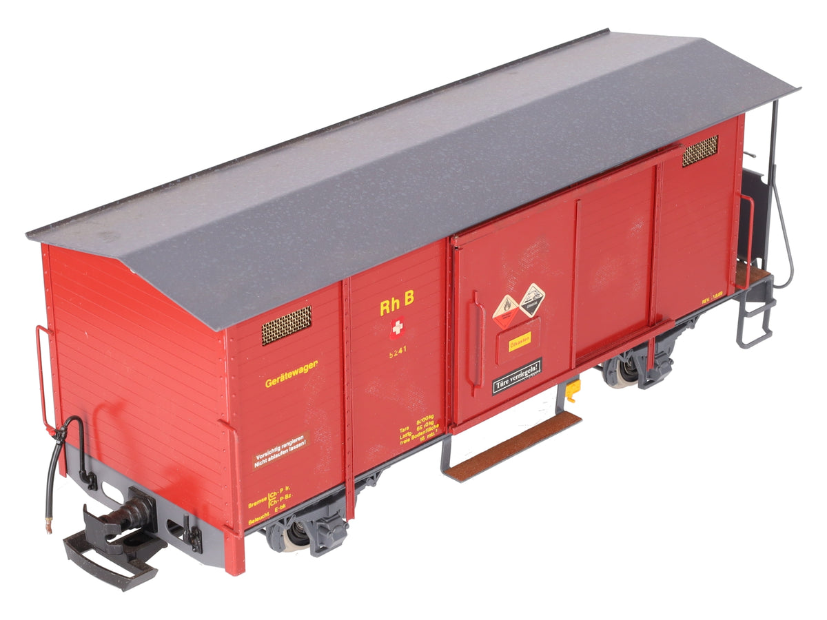 Magnus 57499 G Scale RHB Dark Red Geratewagen (Metal Wheels) EX/Box