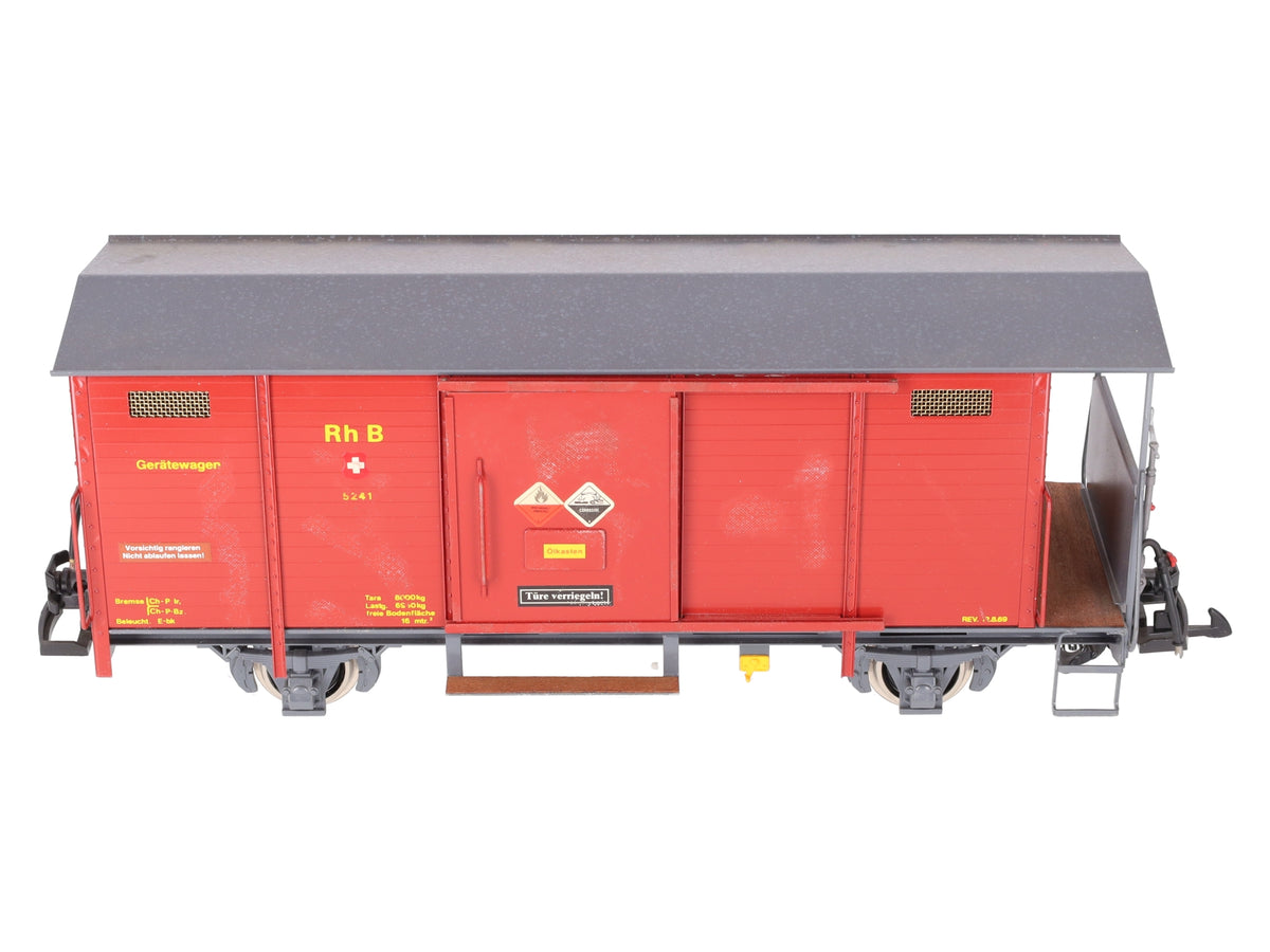 Magnus 57499 G Scale RHB Dark Red Geratewagen (Metal Wheels) EX/Box