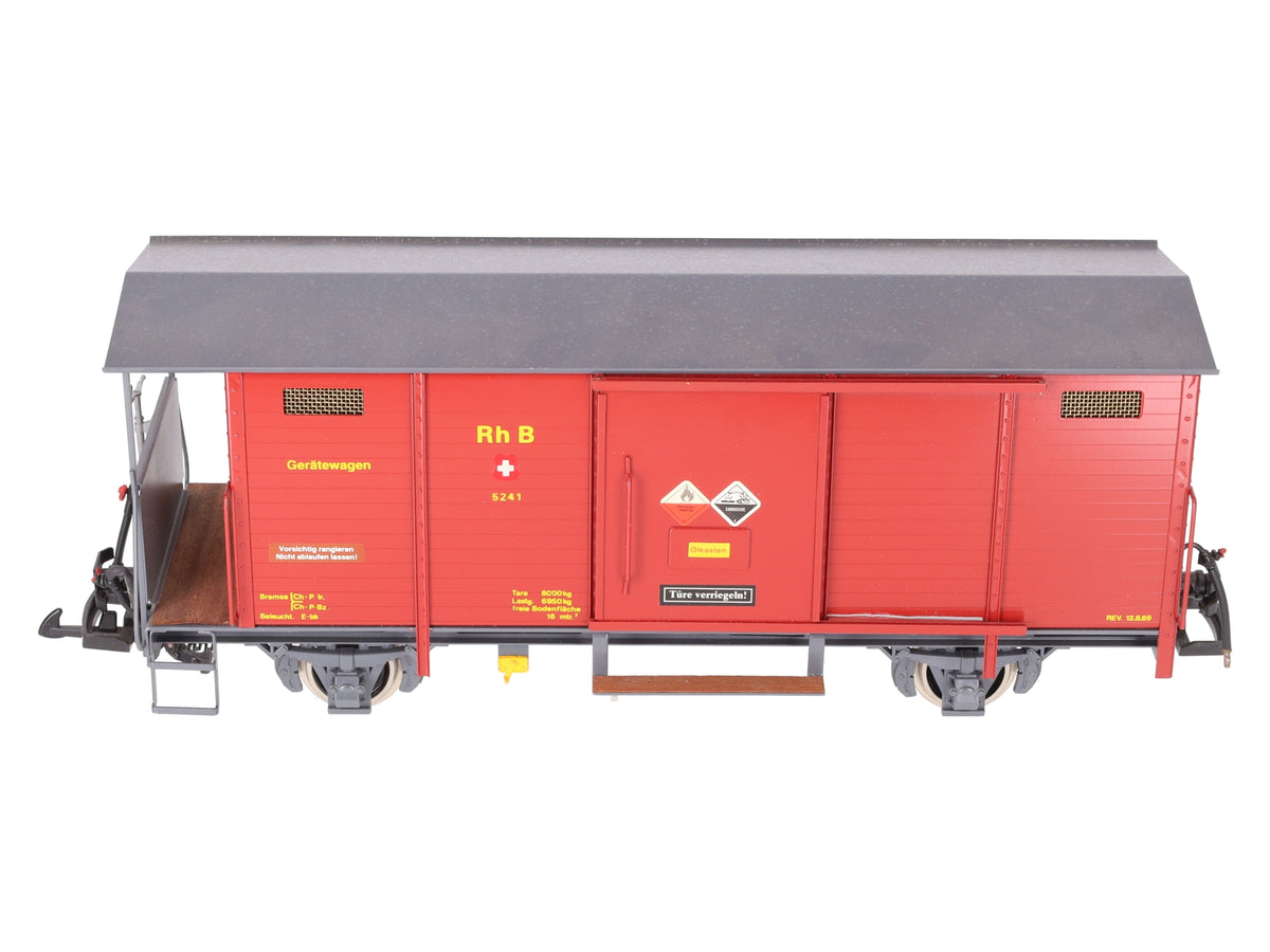 Magnus 57499 G Scale RHB Dark Red Geratewagen (Metal Wheels) EX/Box