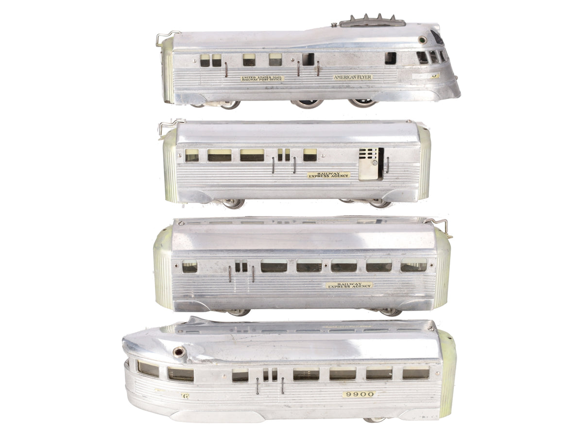 American Flyer 9900 Vintage O 4 Unit Burlington Pioneer Zephyr Set VG/Box