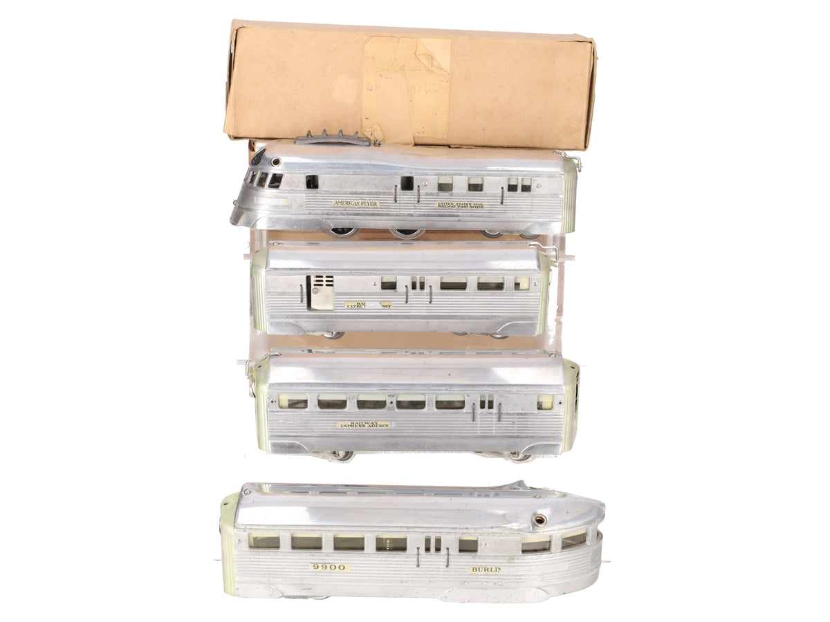 American Flyer 9900 Vintage O 4 Unit Burlington Pioneer Zephyr Set VG/Box