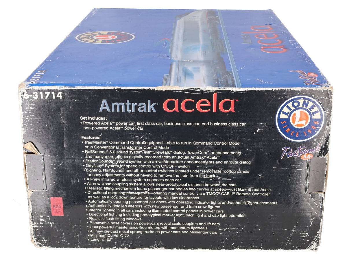 Lionel 6-31714 O Gauge Amtrak Acela Electric Train Set with Railsounds 5.0 VG/Box