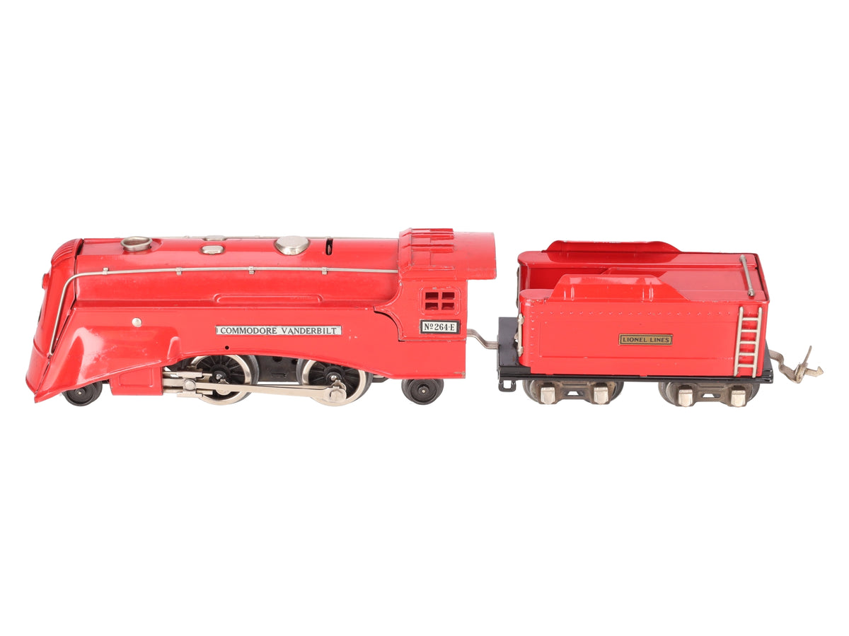 Lionel 264E Vintage O Red LL Commodore Vanderbilt Steam Locomotive & Tender VG