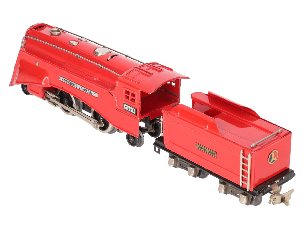 Lionel 264E Vintage O Red LL Commodore Vanderbilt Steam Locomotive & Tender VG
