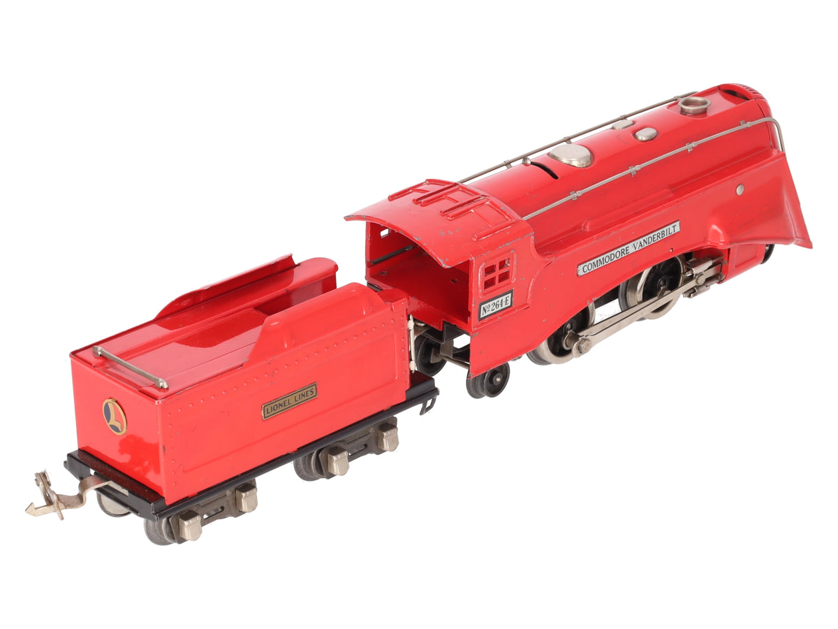 Lionel 264E Vintage O Red LL Commodore Vanderbilt Steam Locomotive & Tender VG