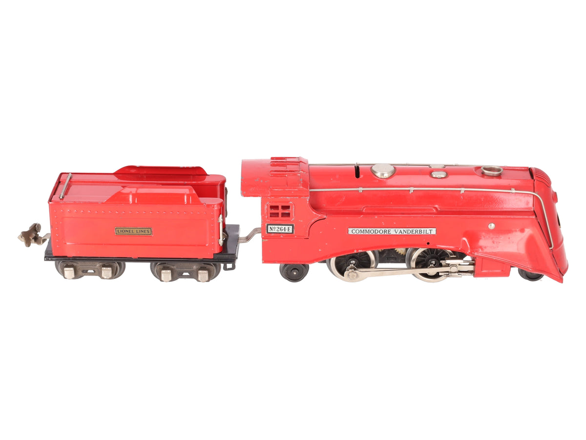 Lionel 264E Vintage O Red LL Commodore Vanderbilt Steam Locomotive & Tender VG