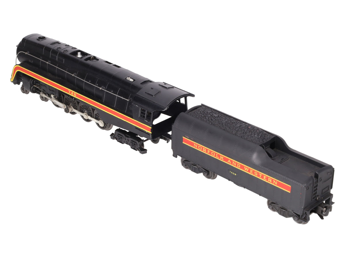 Lionel 746 Vintage O N&W J Class 4-8-4 Steam Locomotive & 746W Tender LN