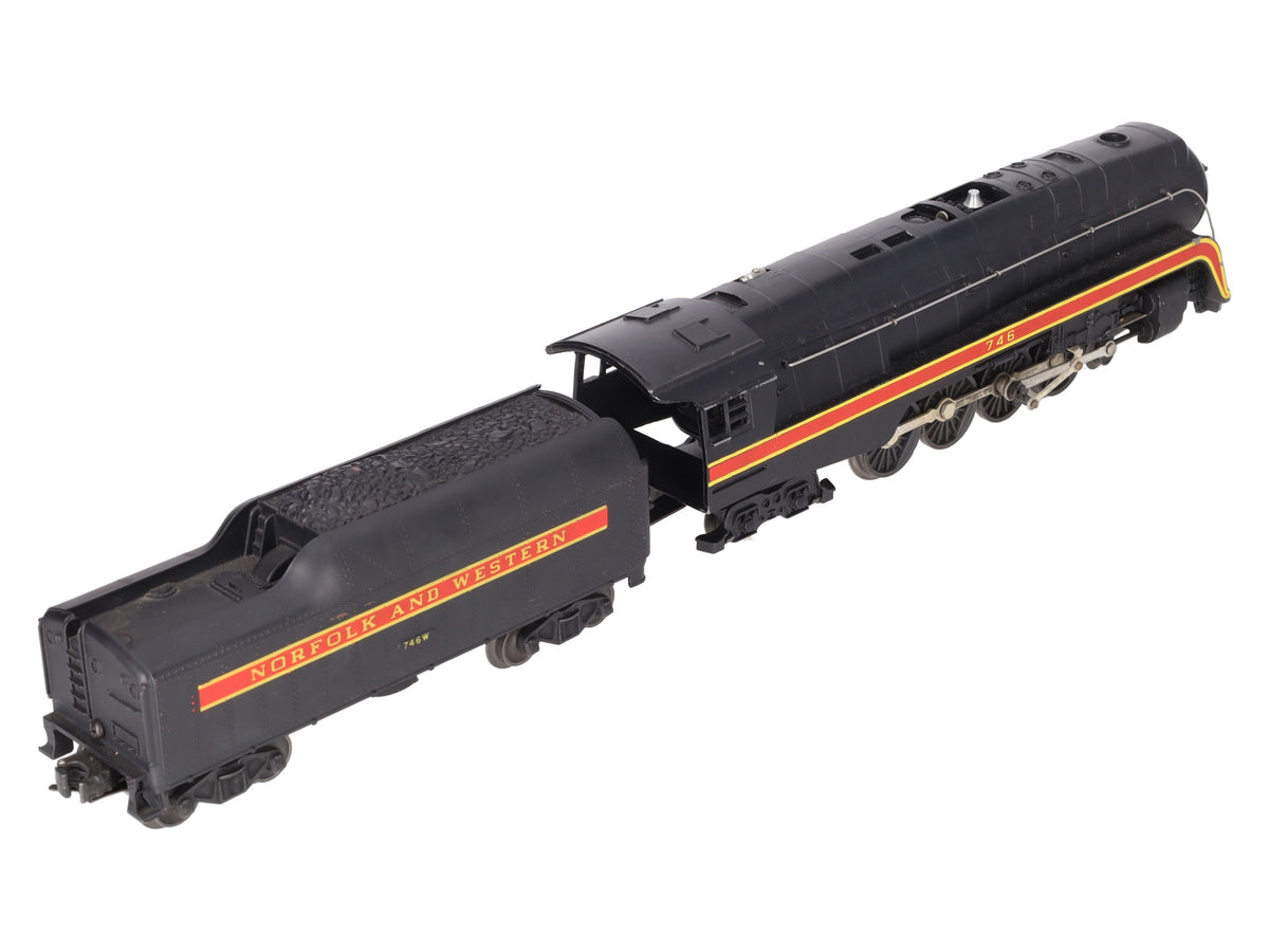 Lionel 746 Vintage O N&W J Class 4-8-4 Steam Locomotive & 746W Tender LN