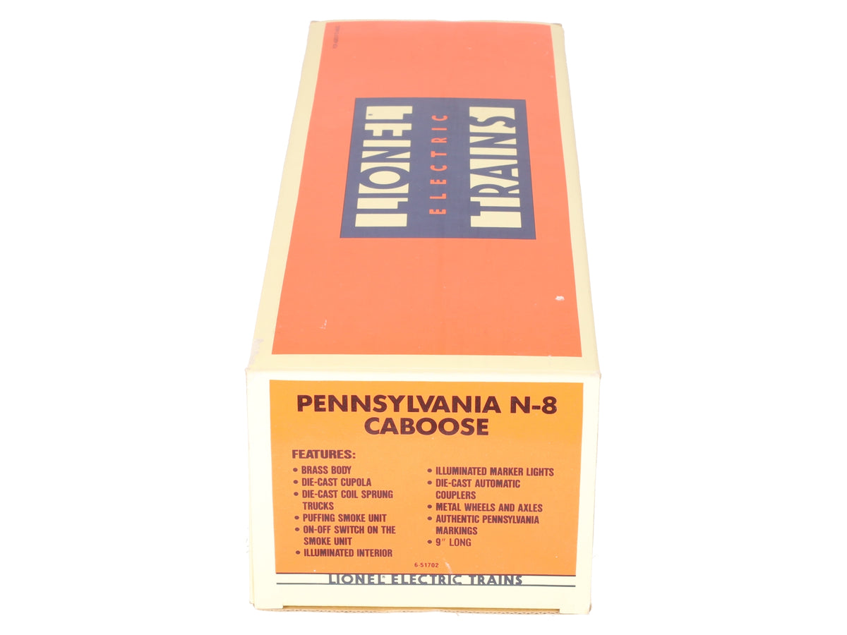 Lionel 6-51702 O Gauge BRASS Pennsylvania N-8 Smoking Caboose #478039 EX/Box
