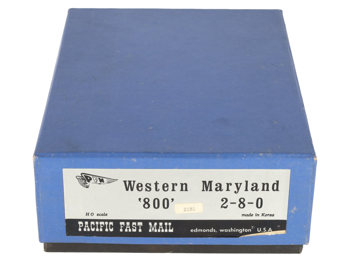 Pacific Fast Mail HO BRASS WM '800' 2-8-0 Steam Locomotive & Tender - Unpainted EX/Box