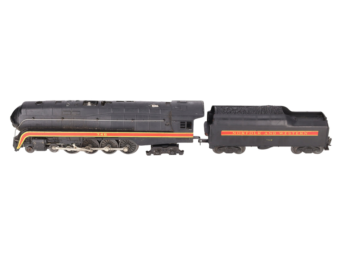 Lionel 746 Vintage O N&W J Class 4-8-4 Steam Locomotive & 746W Tender VG