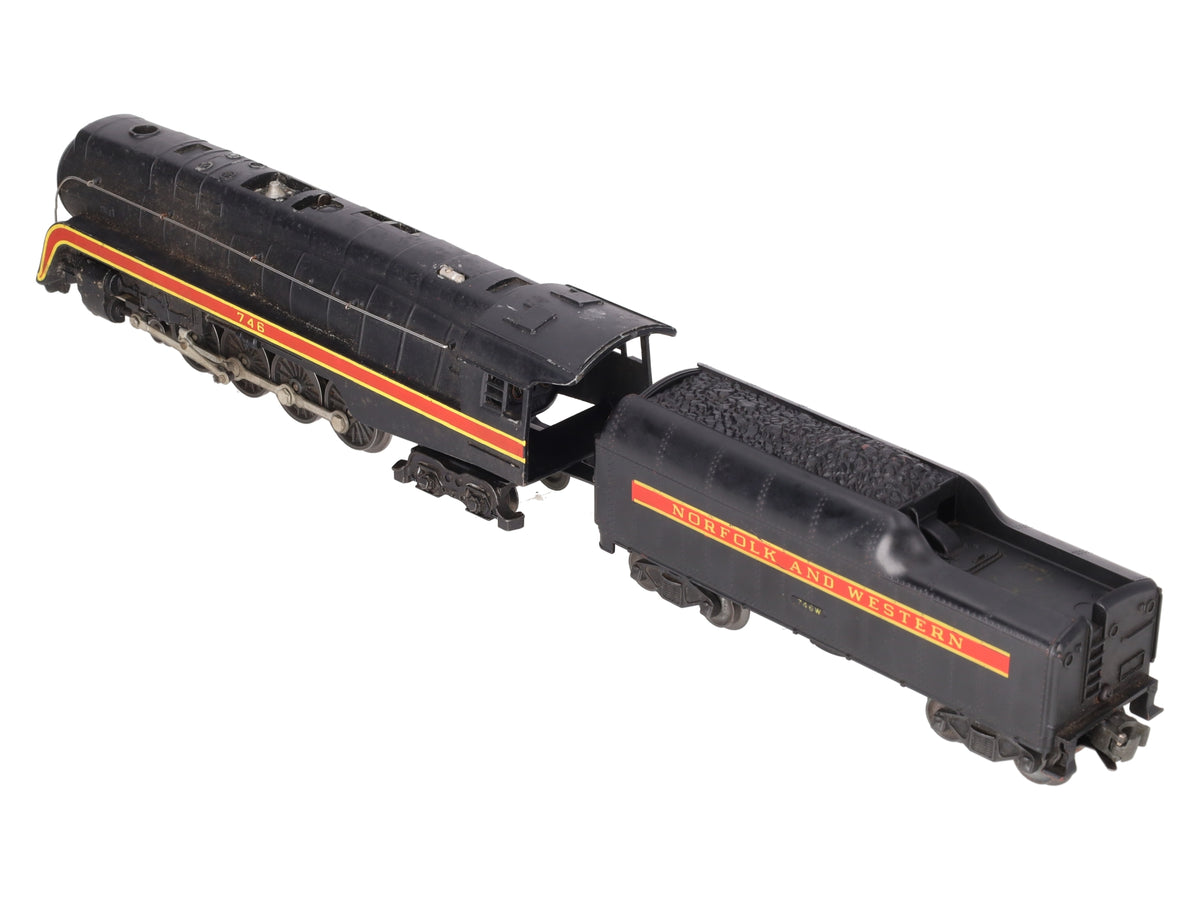 Lionel 746 Vintage O N&W J Class 4-8-4 Steam Locomotive & 746W Tender VG