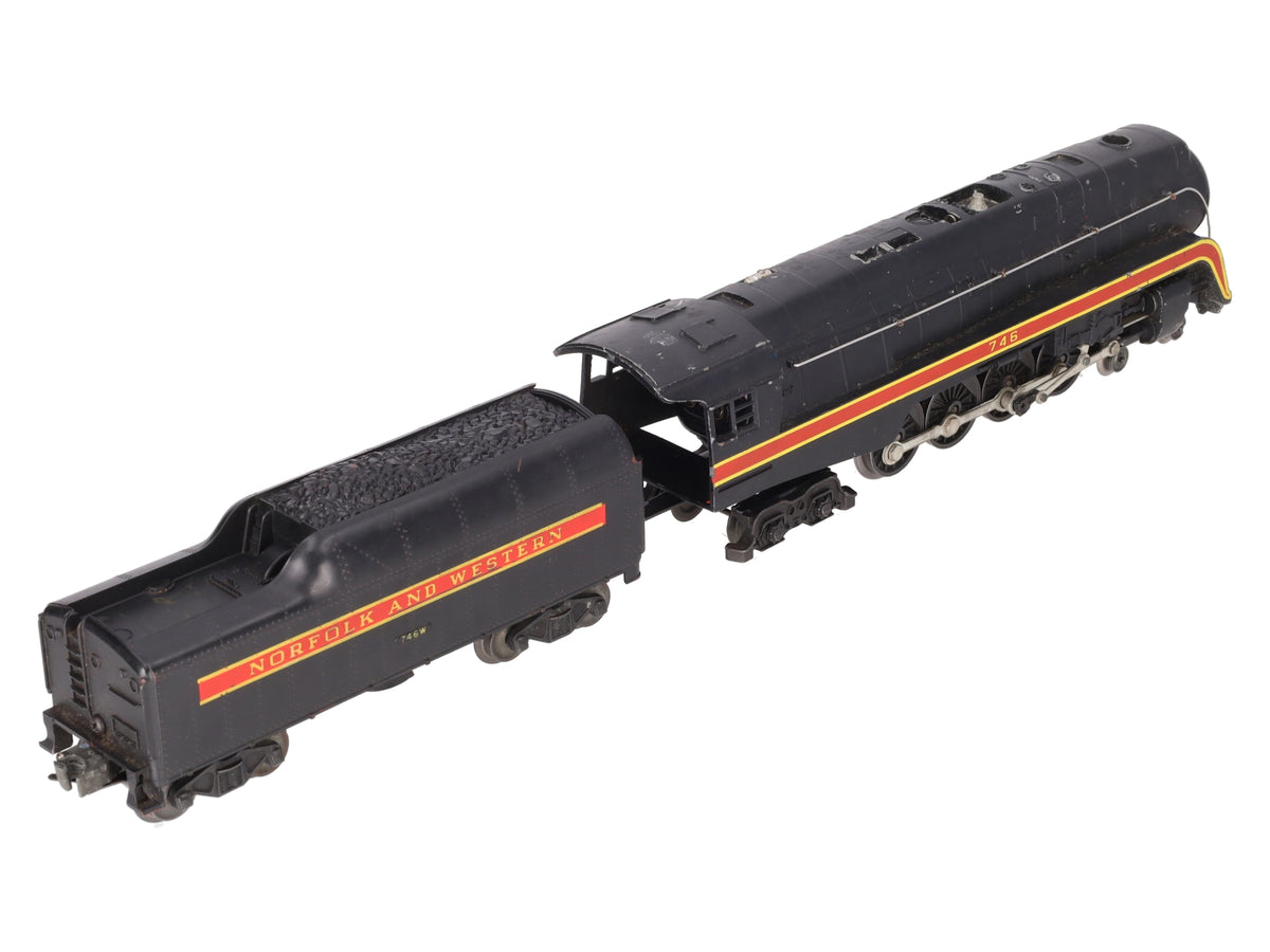 Lionel 746 Vintage O N&W J Class 4-8-4 Steam Locomotive & 746W Tender VG