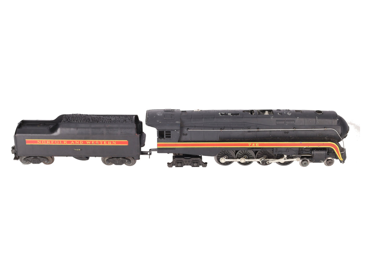 Lionel 746 Vintage O N&W J Class 4-8-4 Steam Locomotive & 746W Tender VG