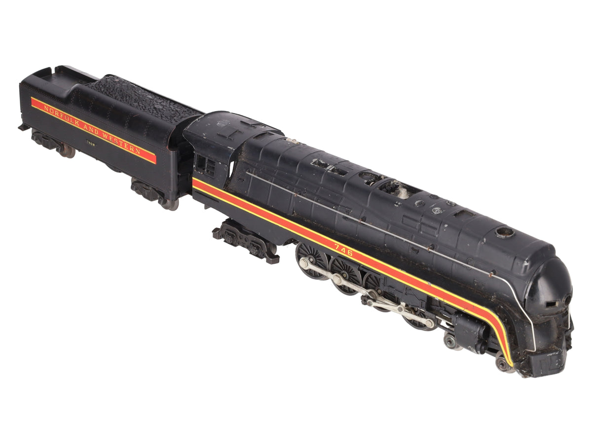 Lionel 746 Vintage O N&W J Class 4-8-4 Steam Locomotive & 746W Tender VG