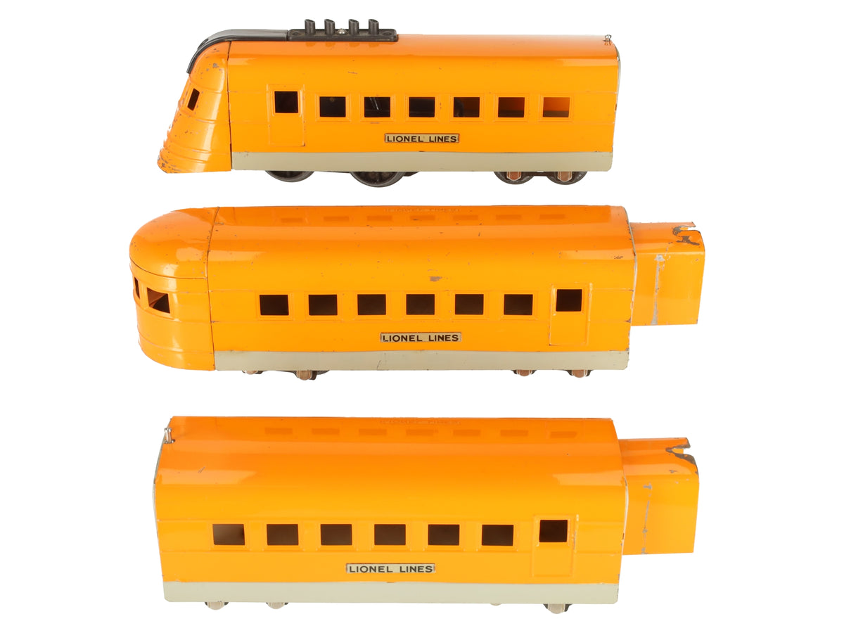 Lionel Vintage O 1700E, 1701 and 1702 Hiawatha Orange/Gray Junior Streamline Set VG