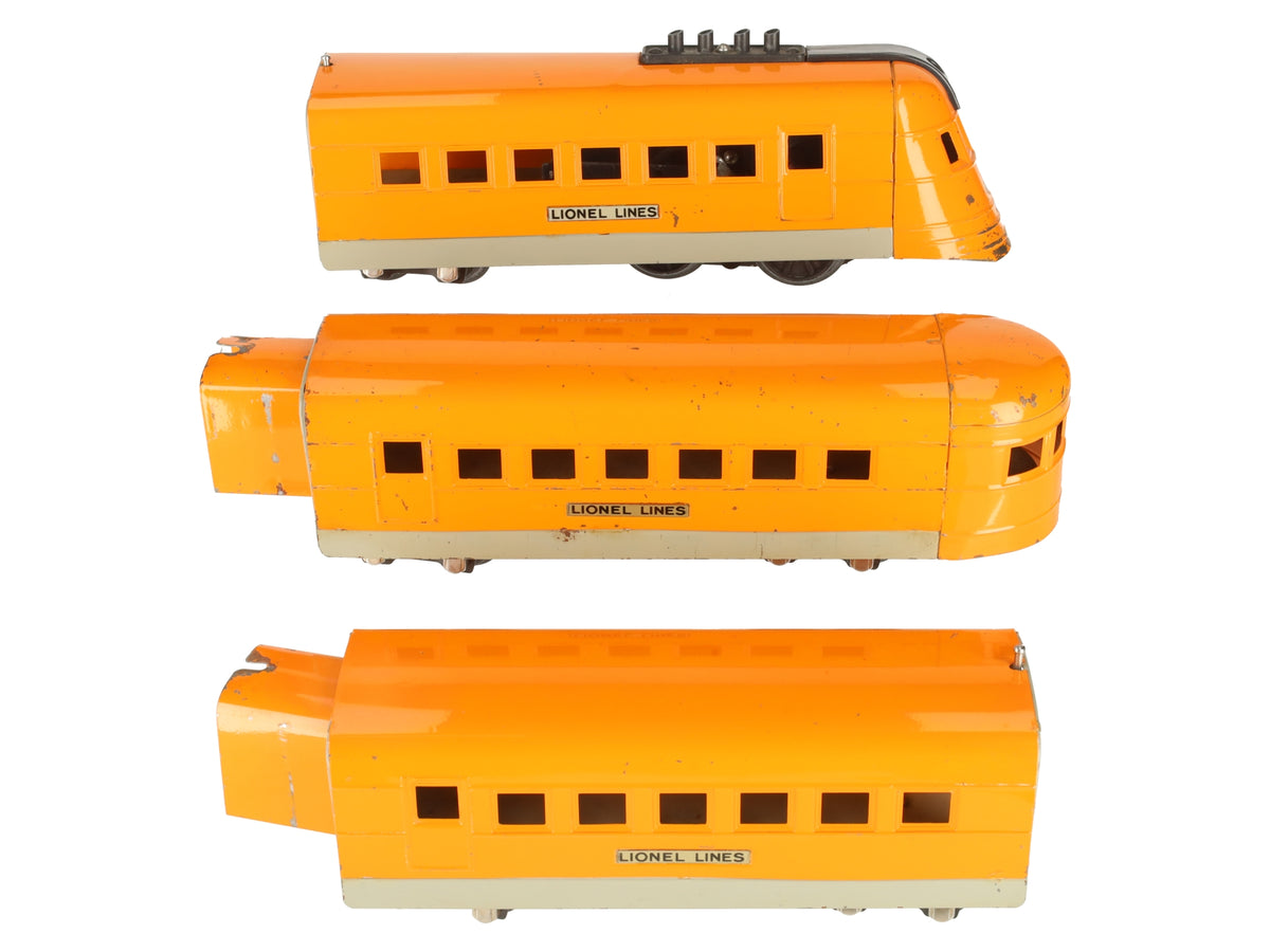 Lionel Vintage O 1700E, 1701 and 1702 Hiawatha Orange/Gray Junior Streamline Set VG