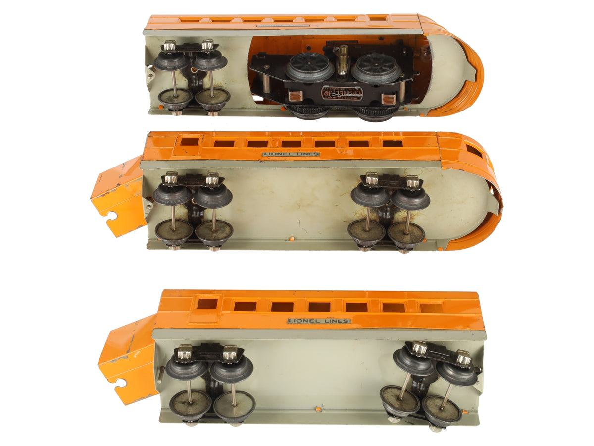 Lionel Vintage O 1700E, 1701 and 1702 Hiawatha Orange/Gray Junior Streamline Set VG
