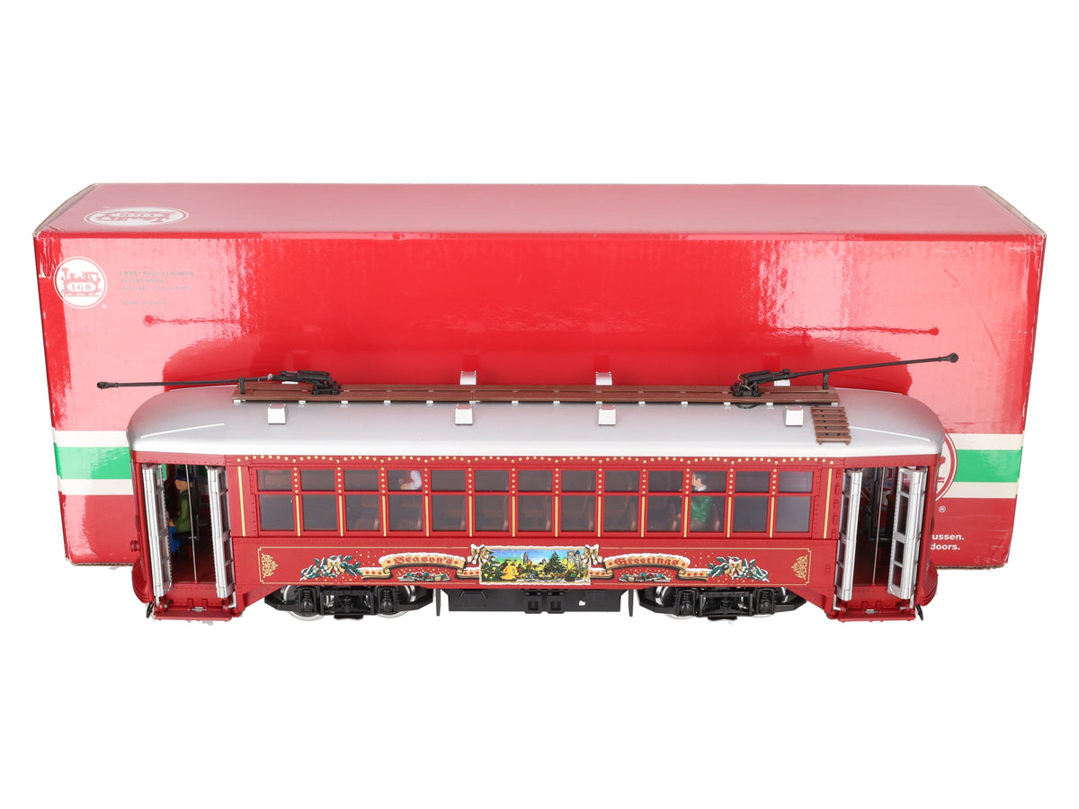 LGB 22382 G Scale Christmas Streetcar w/Sound - Metal Wheels EX/Box