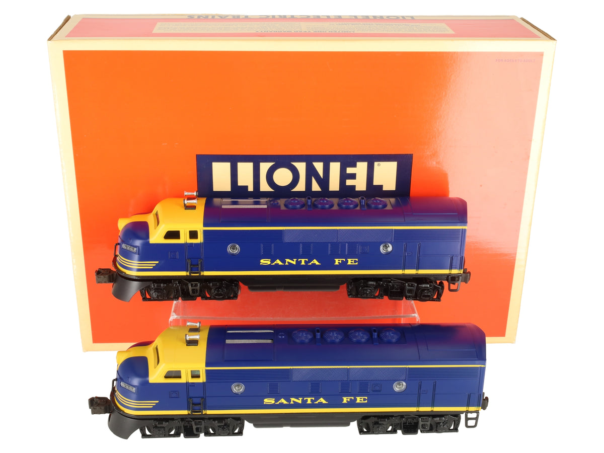 Lionel 6-18117 O Gauge Santa Fe Blue/Yellow F3 AA Diesel Set EX/Box