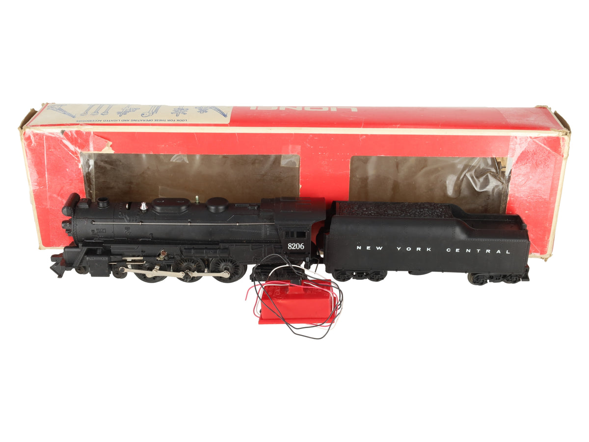 Lionel 6-8206 O Gauge New York Central Hudson 4-6-4 Steam Locomotive & Tender VG/Box