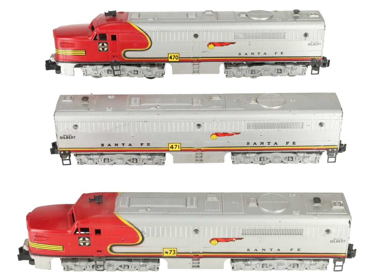 American Flyer 470/471/473 Vintage S Santa Fe ABA Diesel Locomotive Set VG