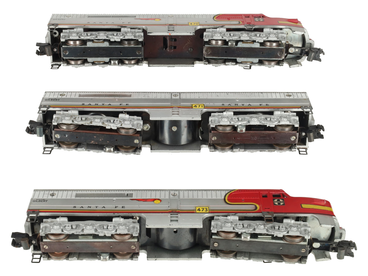 American Flyer 470/471/473 Vintage S Santa Fe ABA Diesel Locomotive Set VG