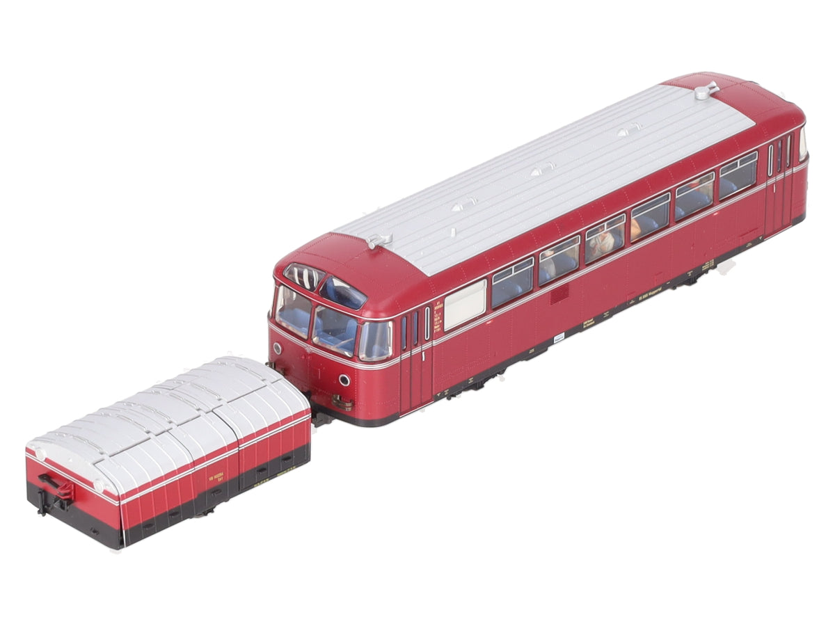 Trix 22992 HO Scale DB 59.9 Rail Bus w/ Single Axle Trailer Car NIB