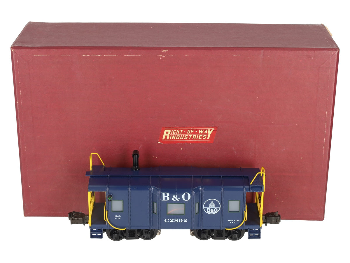 Right-of-Way 2802 O Gauge BRASS Baltimore & Ohio Caboose- 3-Rail EX/Box