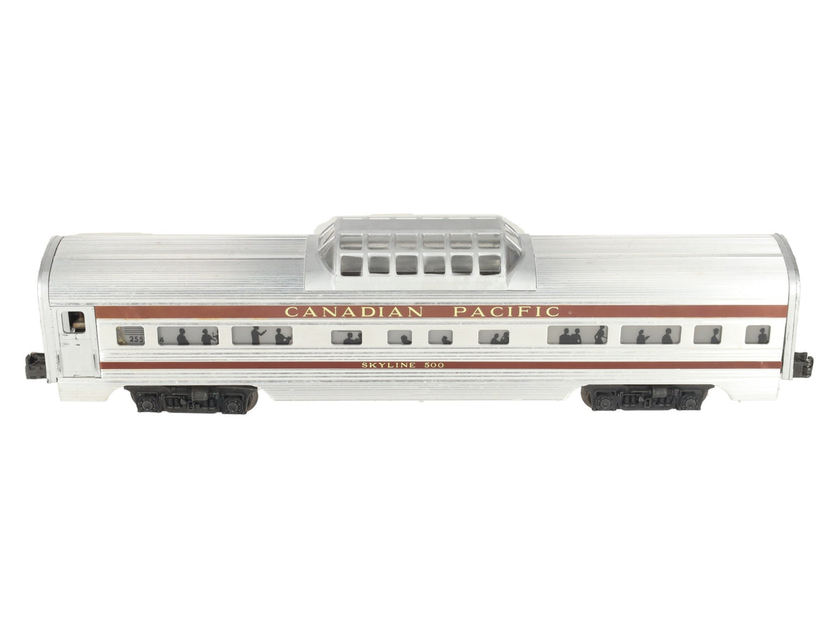 Lionel 2552 Vintage O Canadian Pacific Skyline 500 Aluminum Vista Dome Car EX