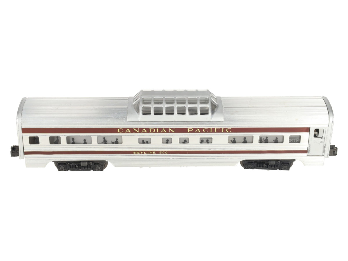 Lionel 2552 Vintage O Canadian Pacific Skyline 500 Aluminum Vista Dome Car EX