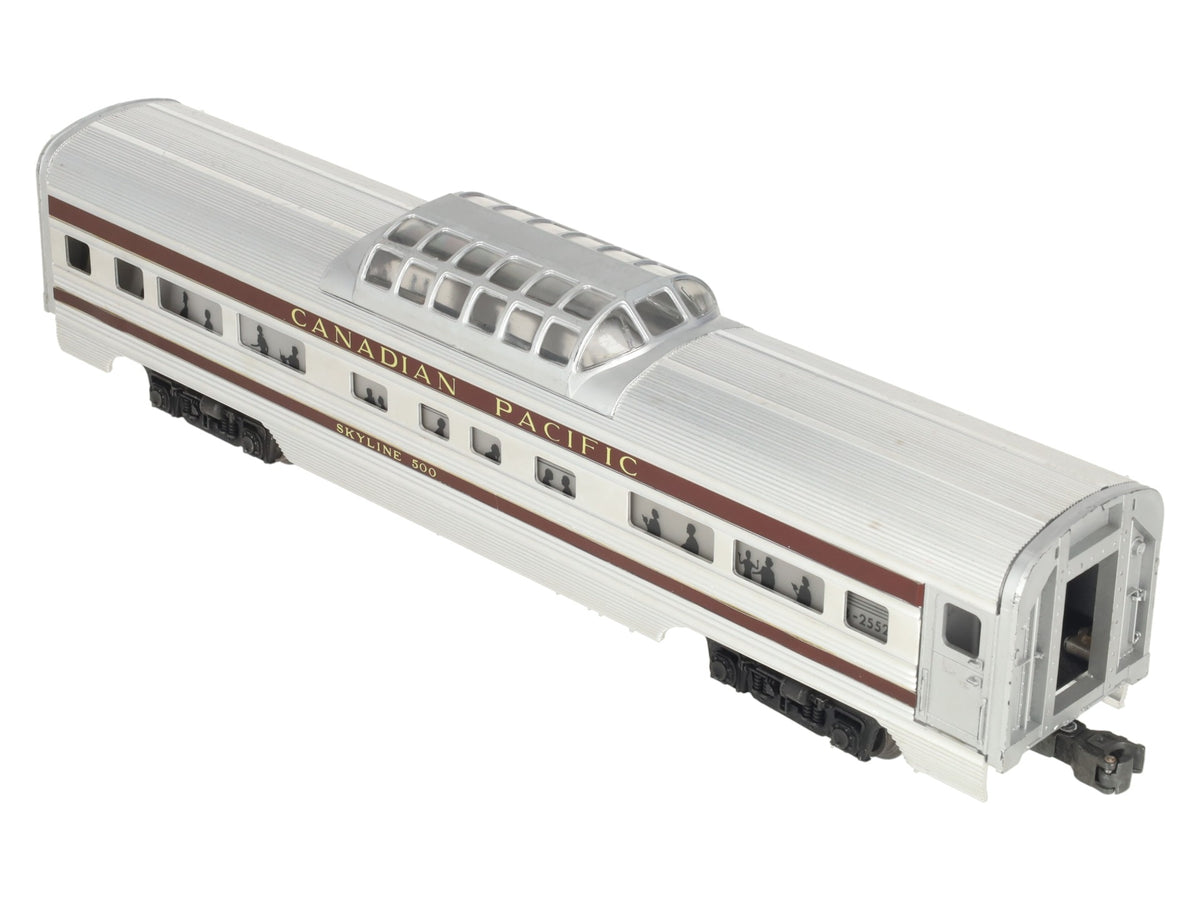 Lionel 2552 Vintage O Canadian Pacific Skyline 500 Aluminum Vista Dome Car EX