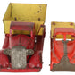 Marx Vintage Pressed Steel Red & Yellow Dump Truck & Flatbed Truck [2] VG