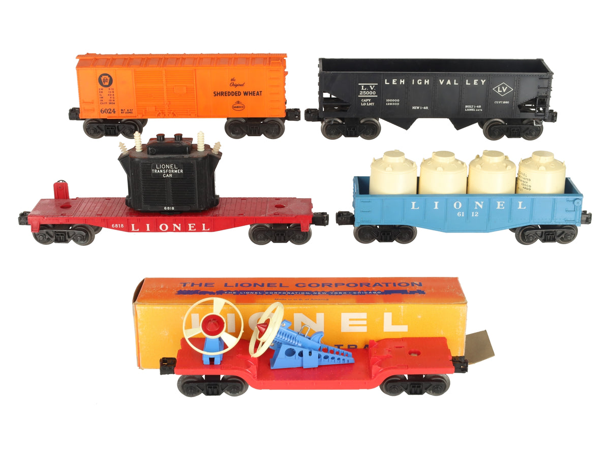 Lionel Vintage O Gauge Train Cars 6024, 25000, 6818, 6112, 3349 [5] VG