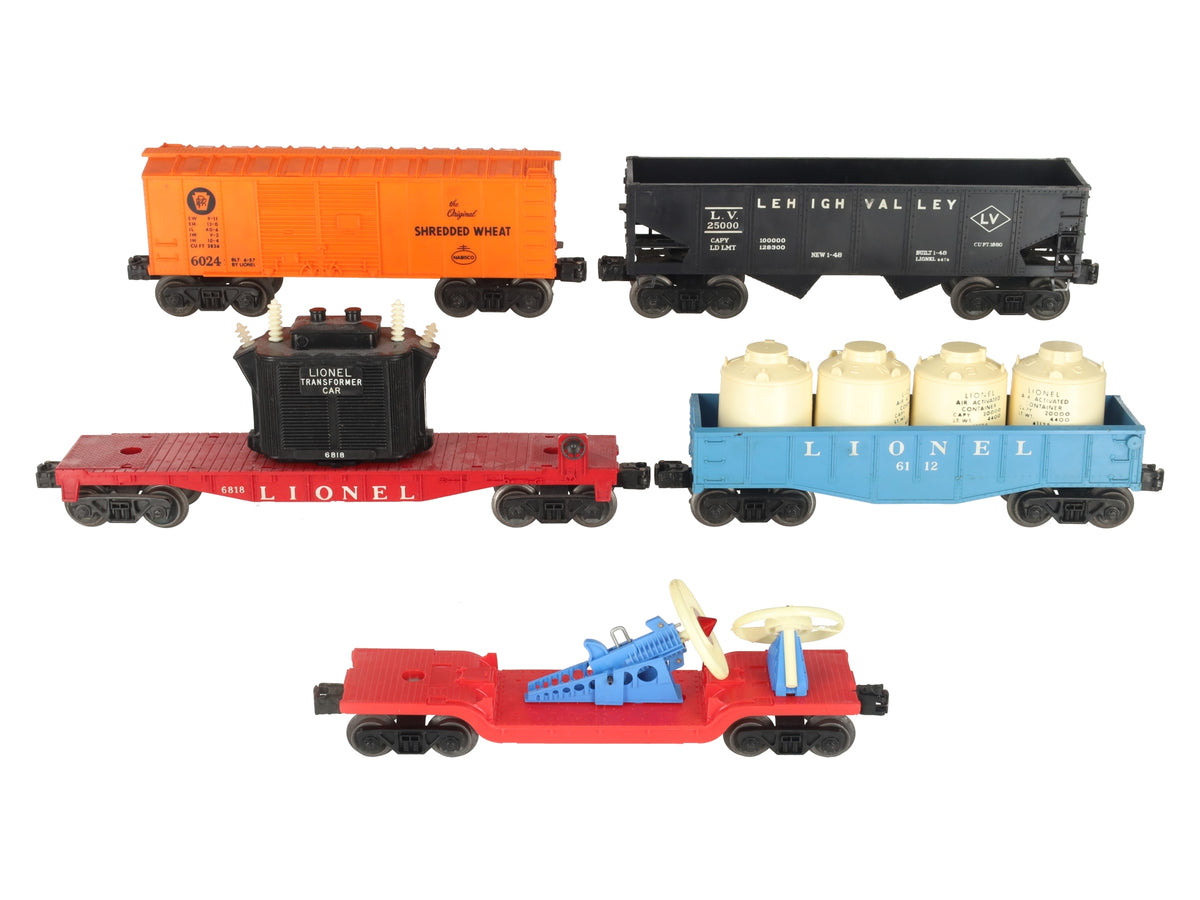 Lionel Vintage O Gauge Train Cars 6024, 25000, 6818, 6112, 3349 [5] VG