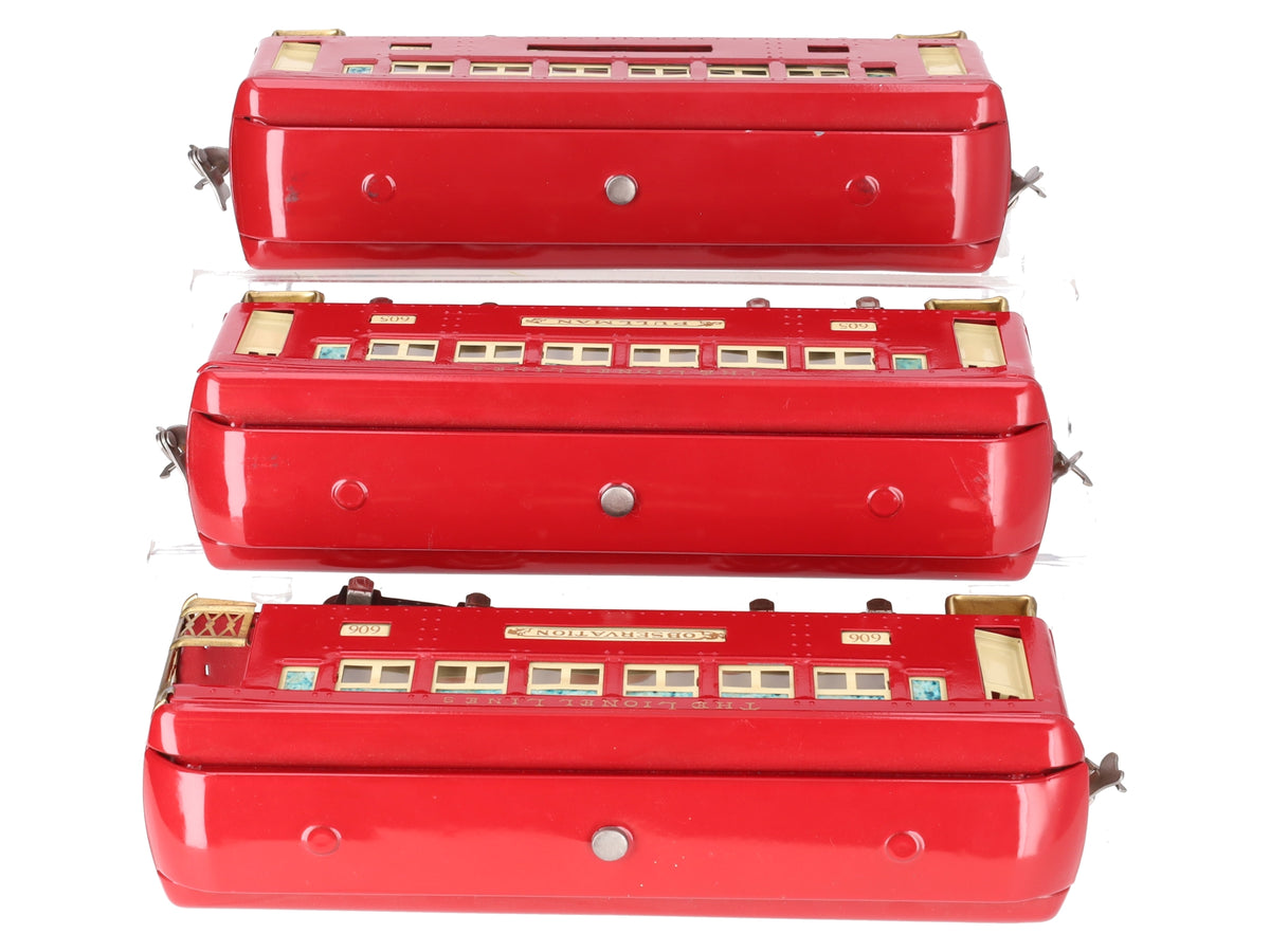 Lionel O Gauge Prewar Custom Tinplate Pullman Passenger Cars #605,605,606 [3]